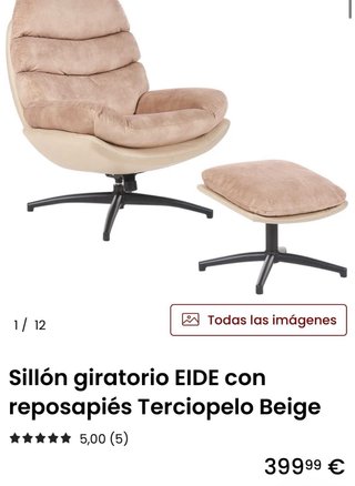 Sillón de diseño Swivel EIDE giratorio con otomana