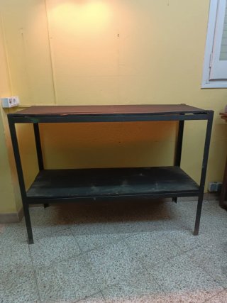 Mesa sella industrial madera y metal
