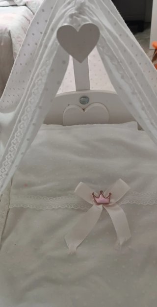 Cuna artesanal madera para muñeco bebé reborn
