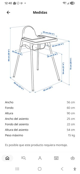 Trona Antilop Ikea con dos fun.das