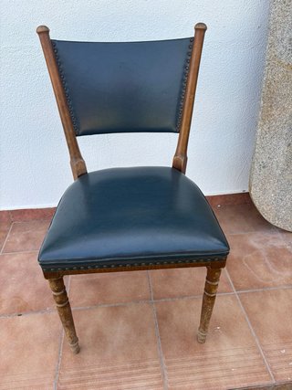 6 Sillas Antiguas Madera y Cuero