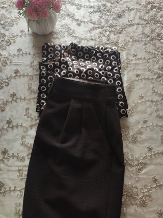 Conjunto Top y Falda Marrón