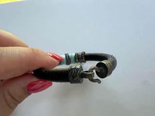 Pulsera Plata de Palo Seda Azul