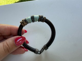 Pulsera Plata de Palo Seda Azul