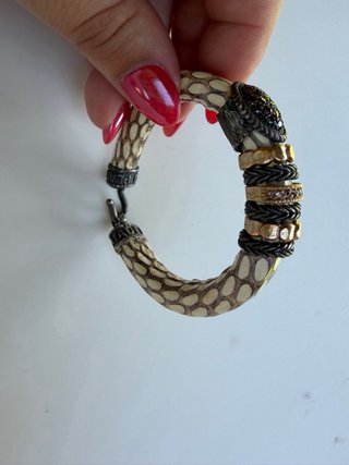 Pulsera Serpiente Blanca Plata de palo.
