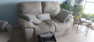 Sofá modular beige y gris