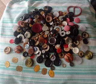 Assortimento bottoni con contenitore in tessuto ne