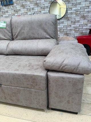 Sofá chaise longue beige y gris