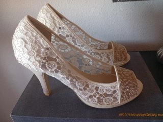 Zapatos de fiesta/ceremonia encaje y pedrería