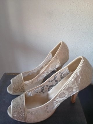 Zapatos de fiesta/ceremonia encaje y pedrería