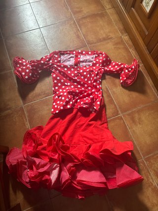 Conjunto falda y blusa flamenca roja
