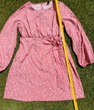 Vestido rosa corto lunares blancos (Nuevo)