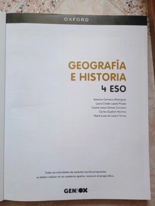 Libro Texto Geografía e Historia "Geniox" 4 ESO