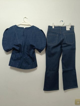 Conjunto Zara Denim Top y Pantalón Talla S