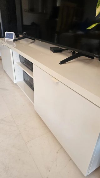 Mueble TV IKEA BYAS Blanco Brillo 160cm