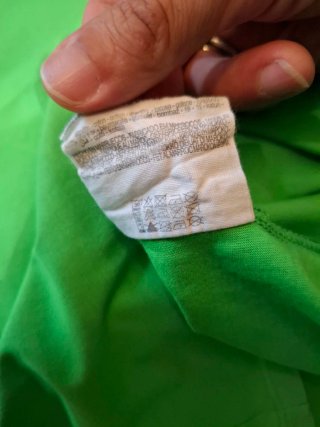 T-shirt Zara cotone verde maniche a sbuffo L