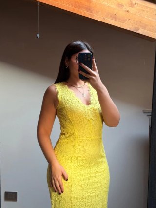 Abito in pizzo giallo H&M