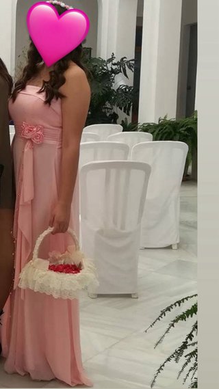 Vestido largo rosa de fiesta