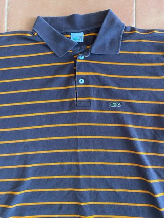Camisa Polo Rayas Marrón y Naranja Lacoste
