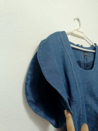 Blusa denim abullonada Zara Talla S