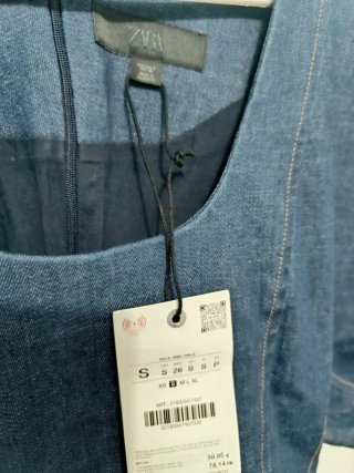 Blusa denim abullonada Zara Talla S