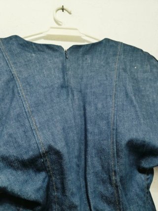 Blusa denim abullonada Zara Talla S