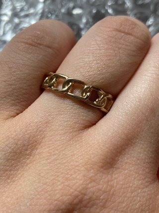 Anillo Acero Cadena Dorado 18mm