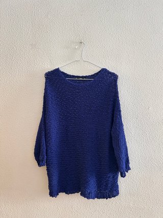 Jersey Mango punto calado algodón azul
