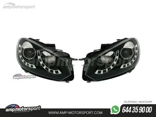 FAROS DELANTEROS OJOS DE ANGEL + LUZ DIURNA PARA VOLKSWAGEN GOLF MK6