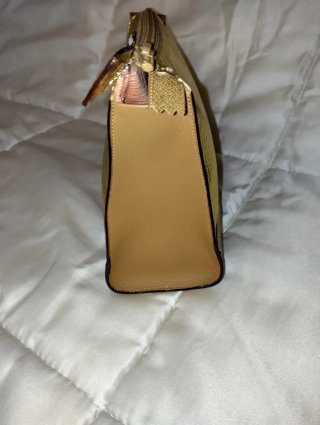 Pochette in vera pelle oro con Gufo