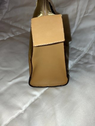 Pochette in vera pelle oro con Gufo