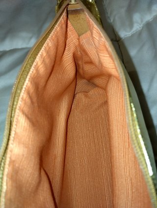 Pochette in vera pelle oro con Gufo