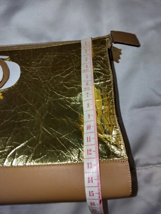 Pochette in vera pelle oro con Gufo