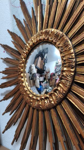 Specchio Sole Vintage in Legno Grande