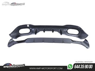 DIFUSOR TRASERO NEGRO BRILLO CON COLAS SIMPLES NEGRAS PARA MERCEDES CLA C118