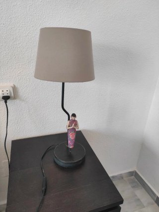 Pareja Lámparas Mesa Estilo Oriental Geisha