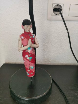 Pareja Lámparas Mesa Estilo Oriental Geisha