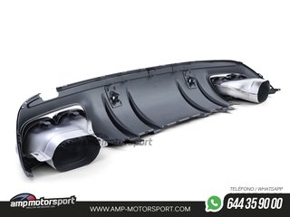 DIFUSOR TRASERO CON COLAS NEGRAS PARA MERCEDES CLASE C KOMBI/SEDAN W205 NEGRO BRILLO