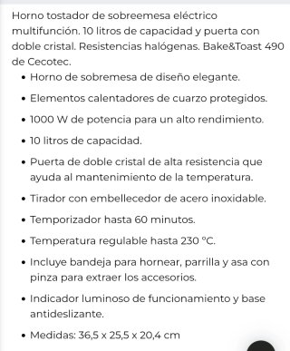 Horno Taurus y Grill Cecotec