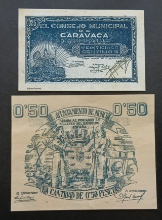 2 Billetes Locales Murcia (Facsímil)