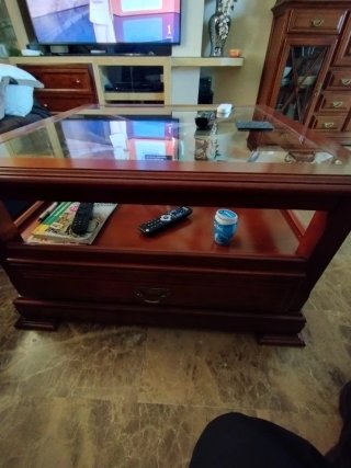 Mesa de centro madera y cristal