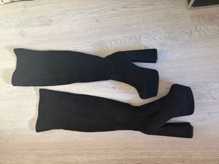 Botas de terciopelo negro tacón plataforma