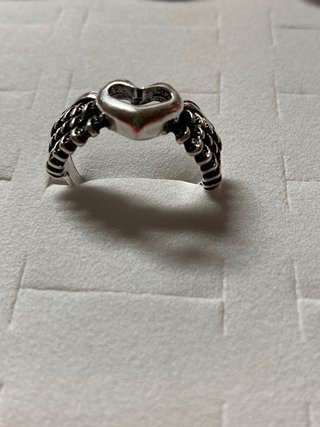 Anillo Corazón Alas Acero Plata 18mm
