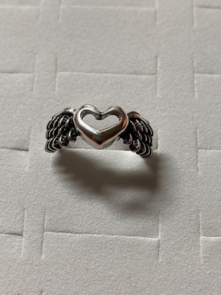 Anillo Corazón Alas Acero Plata 18mm