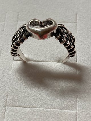 Anillo Corazón Alas Acero Plata 18mm