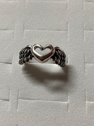Anillo Corazón Alas Acero Plata 18mm