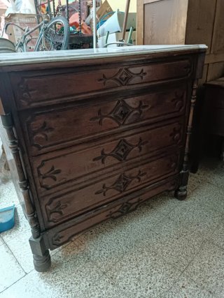 Cómoda antigua madera y mármol