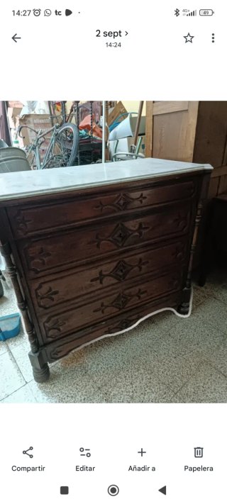 Cómoda antigua madera y mármol