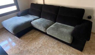 Sofá cheslong gris y negro 3m