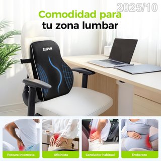 AUVON Cojin Lumbar 46x38x11cm Silla Oficina/Coche